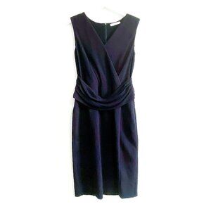 MAX MARA Dress Navy Pin Stripe V-Neck Sheath Dress size IT 44